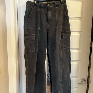 Black Denim Cargo Pants